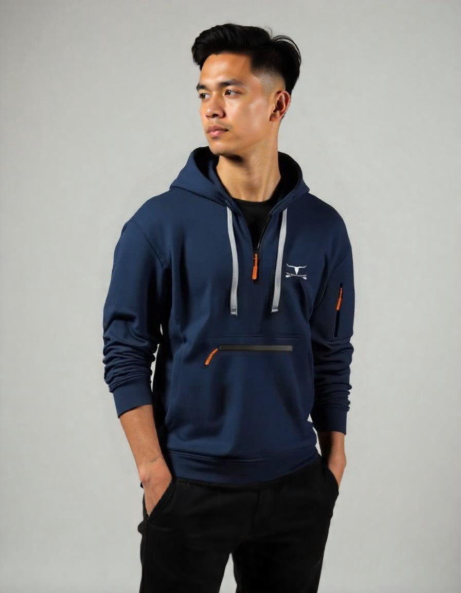 Buzo hombre canguro con capucha y bolsillo frontal